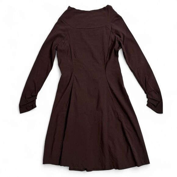 NOBLU Brown Cowl Neck Long Sleeve Dress S Avant Garde Minimalist Edgy Atomic - Picture 7 of 11